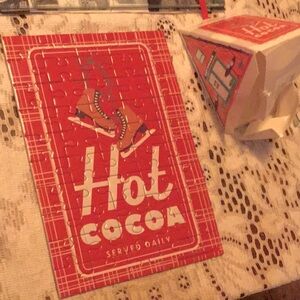 Hot cocoa puzzle cabin Airbnb lodge holiday craft festival decor rustic farmhous